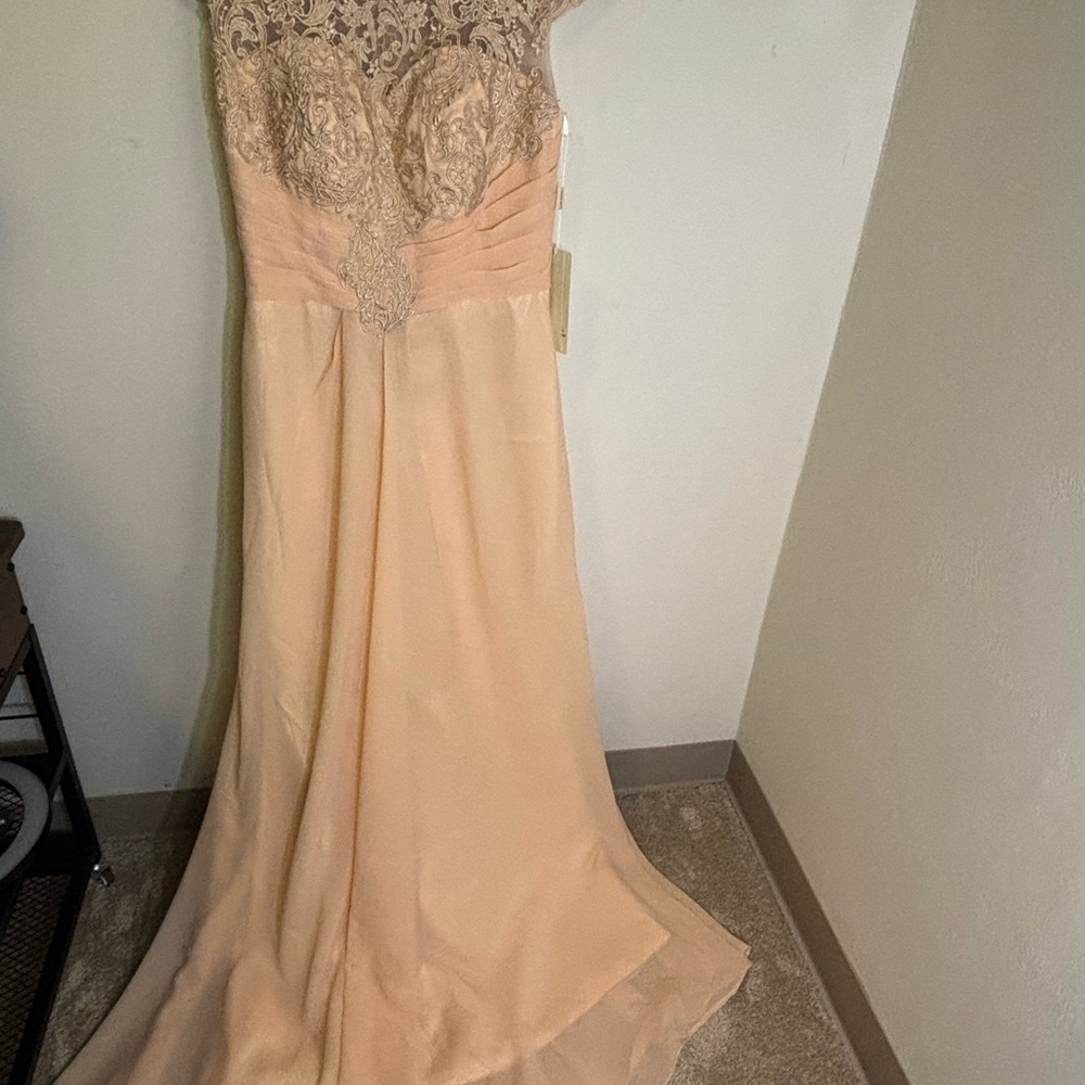 Peach Lace Bodice Maxi Dress